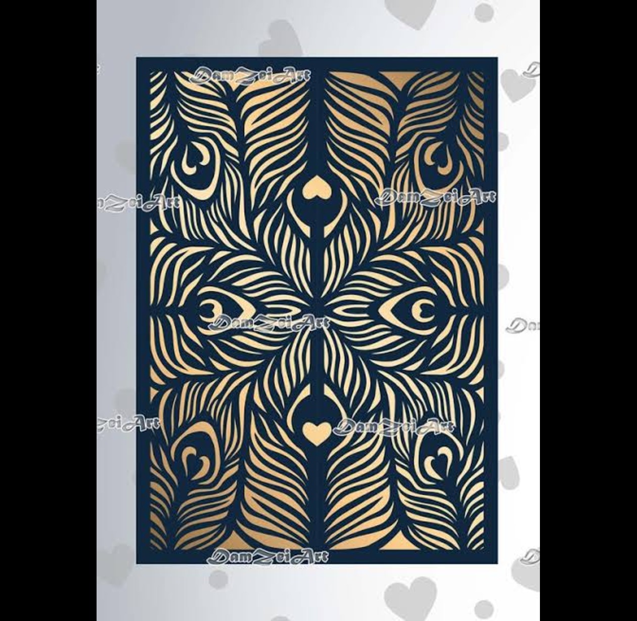 Peacock Feather Theme Laser-Cut Gatefold Card